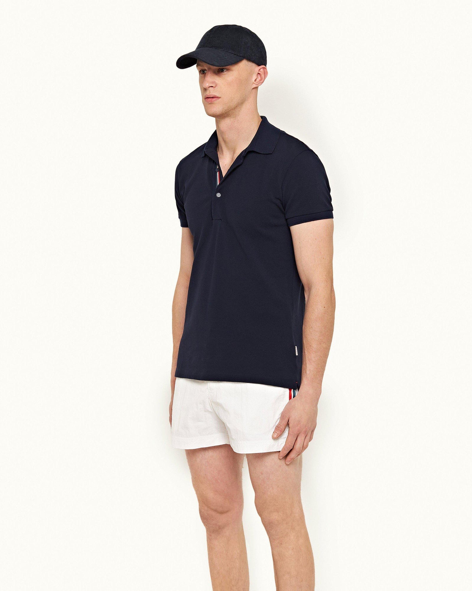 Navy O.B Stripe Organic Cotton Polo Shirt | Navy