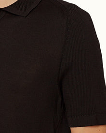 Zack Silk Black Tailored Fit Silk Blend Polo Shirt | Black