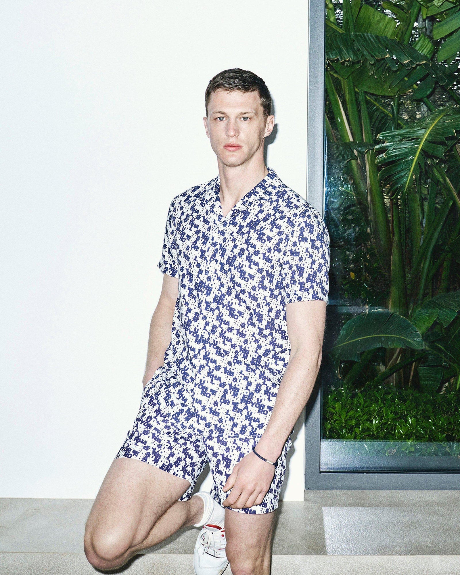 Bulldog Navy/White O.B Monogram Mid-Length Swim Shorts | Navy/White