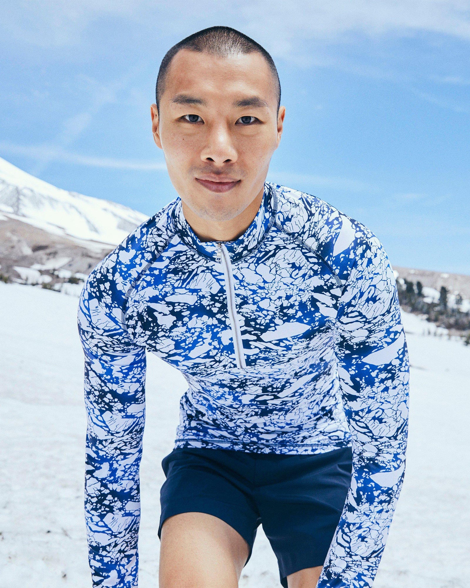 Cloud/Mazanine Ice Print Half-Zip Rash Guard | Cloud/Mazanine