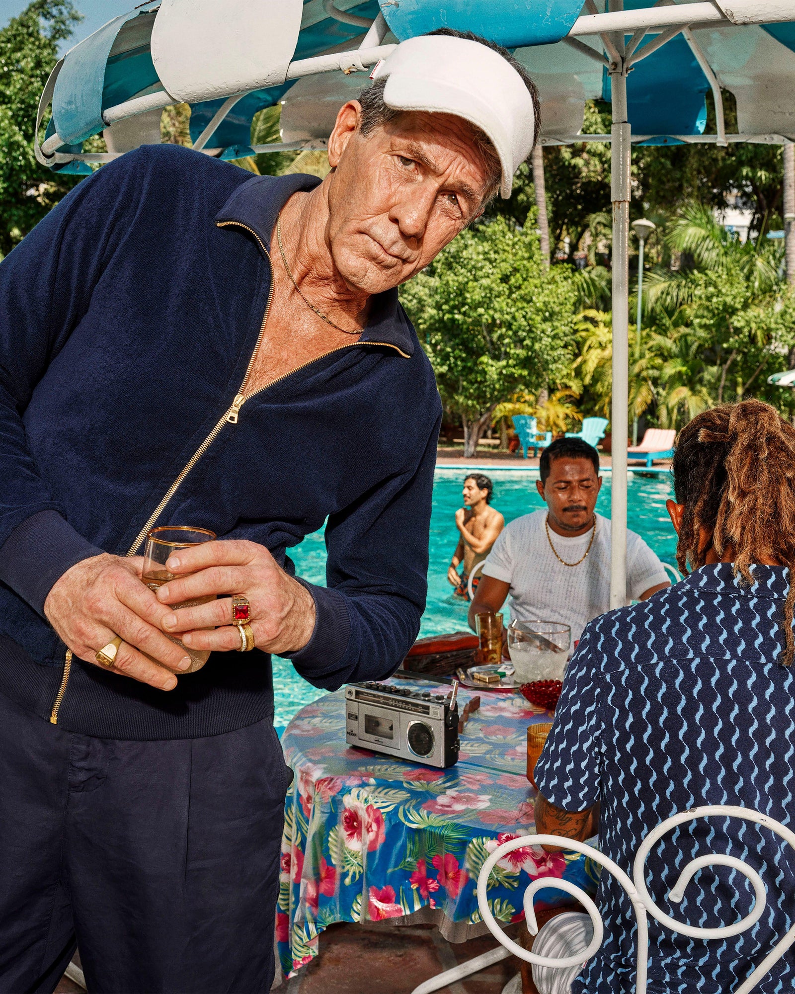 Night Iris Zip-Thru Contrast Binding Double-Faced Towelling Sweatshirt | Night Iris