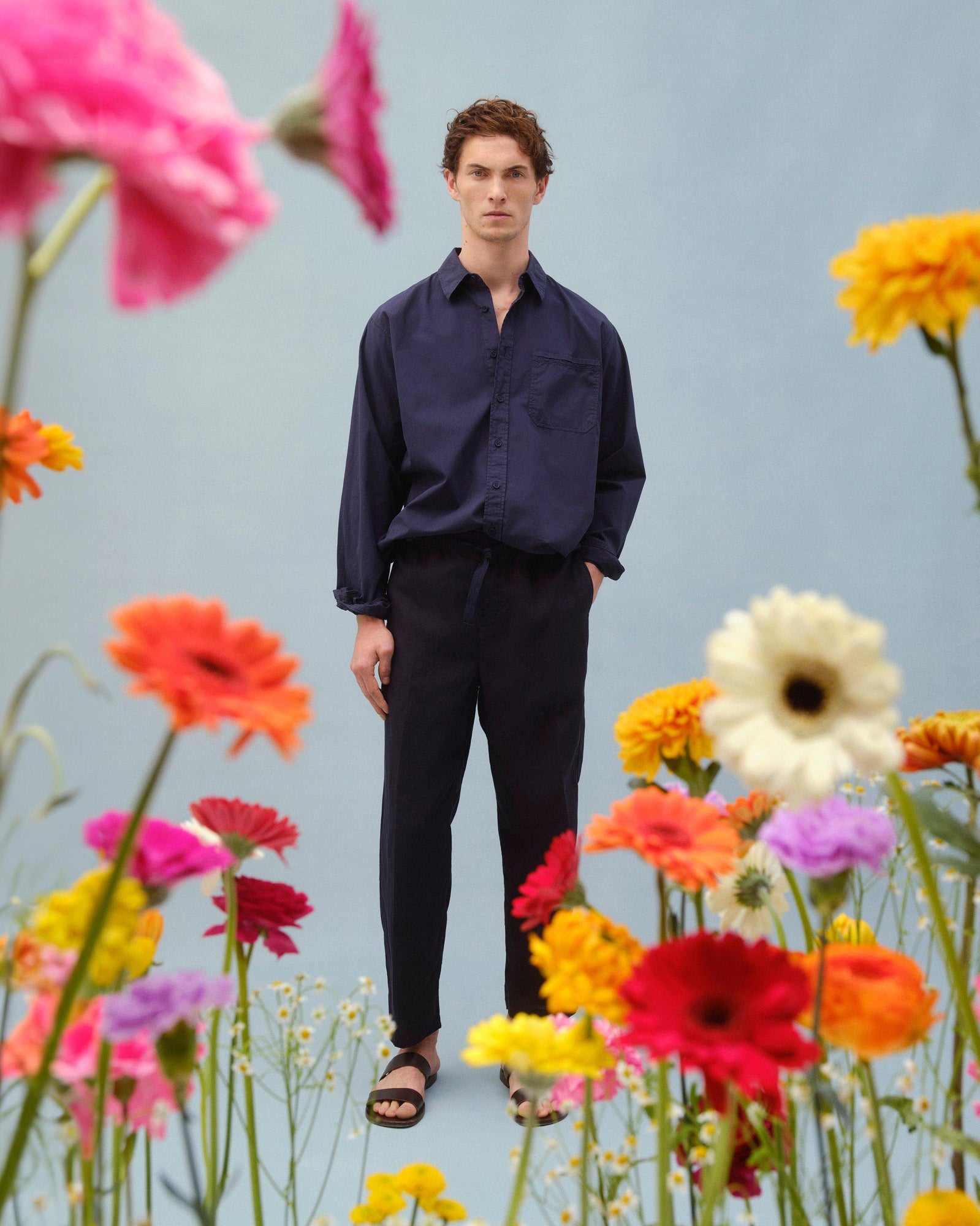 Relaxed Fit Classic Collar Organic Cotton Shirt In Night Iris Blue | Night Iris