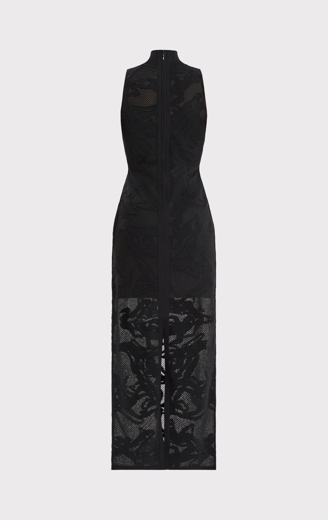 Sheer Jacquard S/L Gown | Black