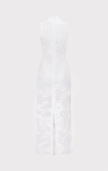 Sheer Jacquard S/L Gown | Alabaster