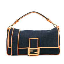 Fendi | Pre-Owned Large Denim Baguette Satchel | Blue/Dark Blue