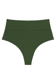 Added Coverage High Rise Bikini Bottom | Olive Micro Scrunch