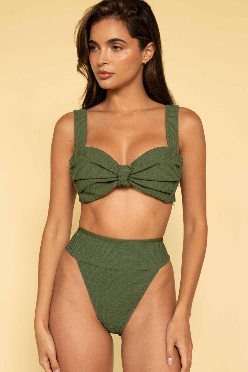 Hayden Bikini Top | Olive Micro Scrunch