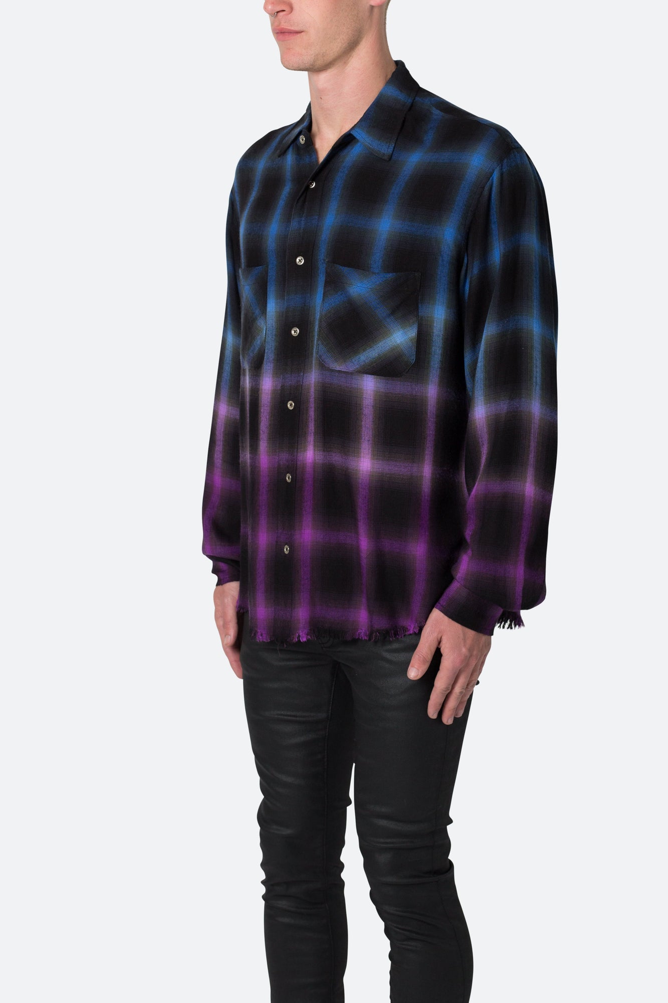 Ombre Flannel Shirt | Black x Purple