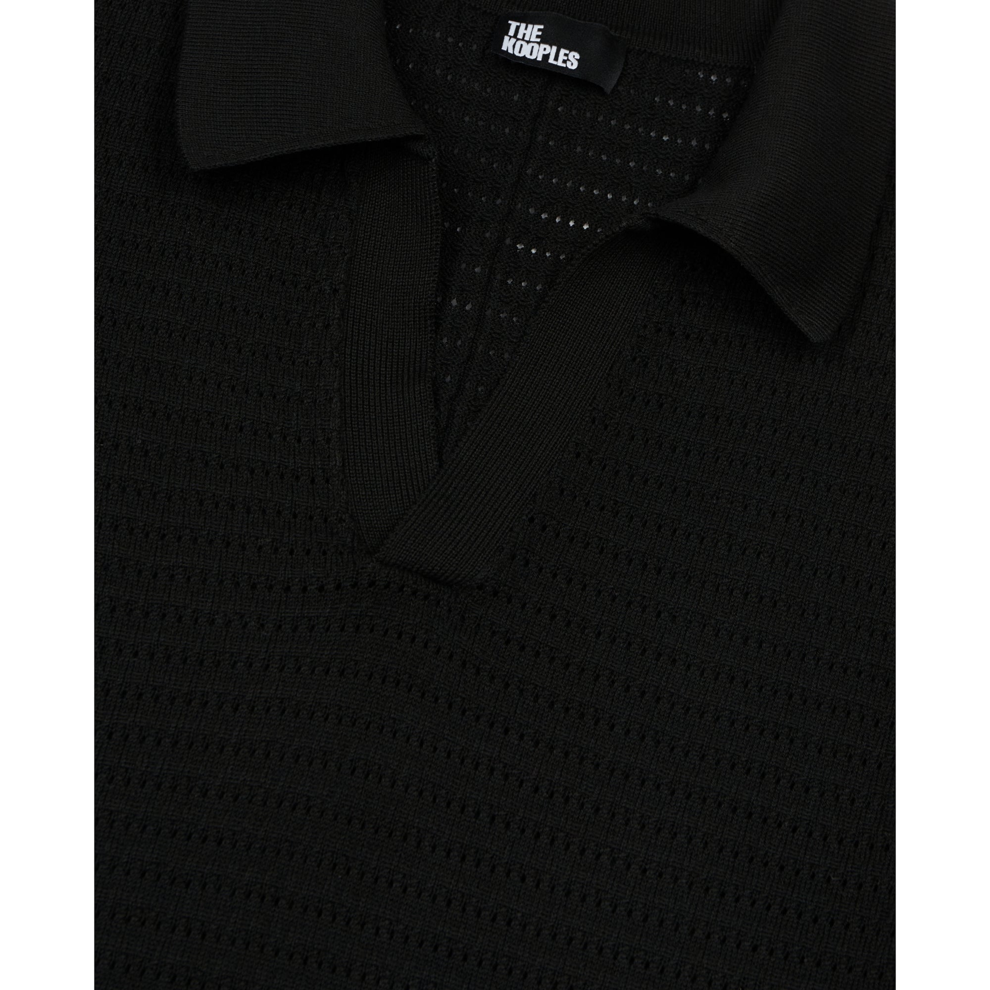 Openwork Knit Polo T-Shirt | Men | Black