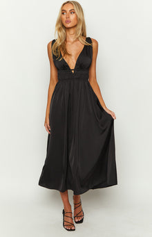 Ophelia Satin Maxi Dress | Black