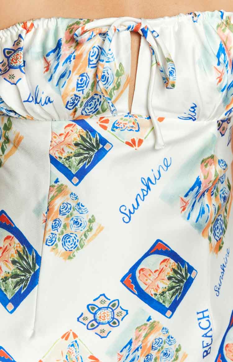 Orion Italia Print Strapless Mini Dress | White