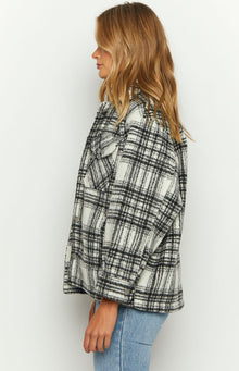 Orson Fleece Check Jacket | Black And White