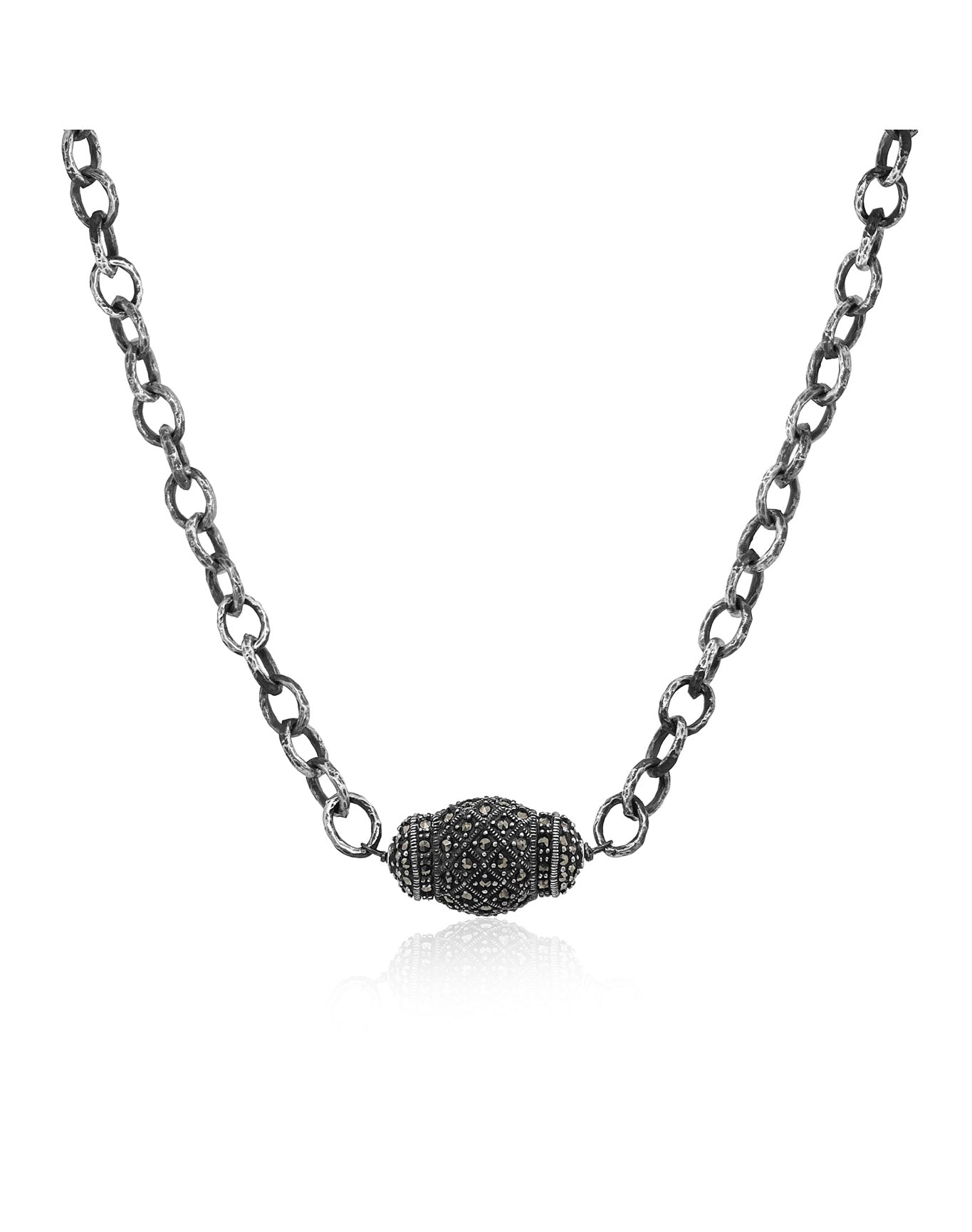 Oval Bead Chain Link Necklace | Sterling Silver