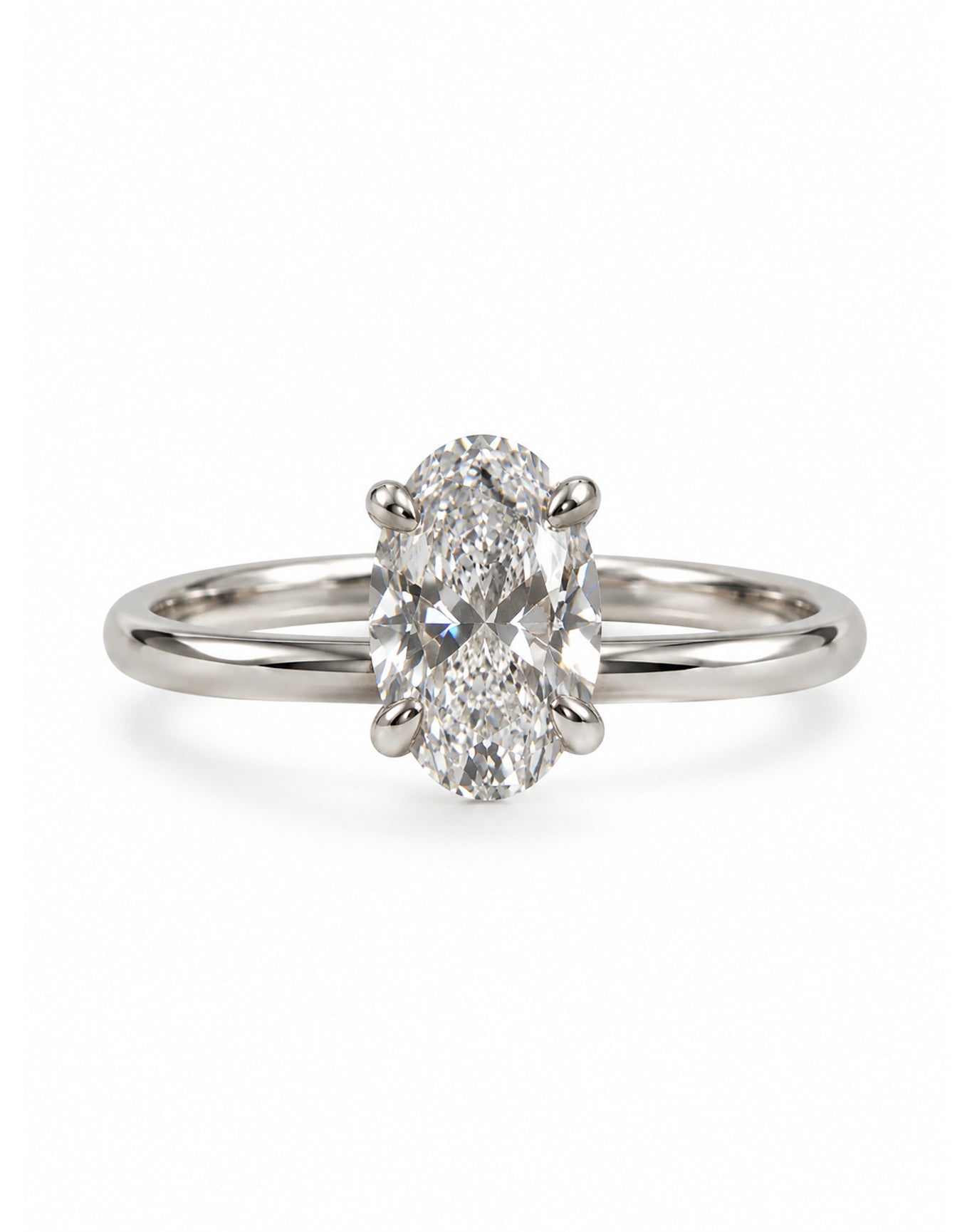 Oval Lab Diamond Solitaire Silver Ring | Silver