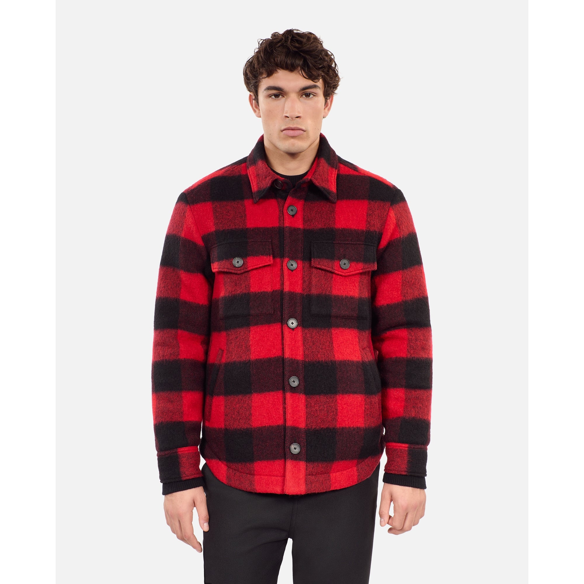 Overshirt-Style Checked Jacket | Men | Red x Black