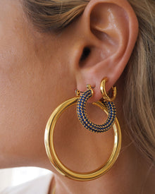 Pave Baby Amalfi Hoops - Blue Sapphire - Gold | Plated Gold