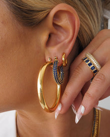 Pave Baby Amalfi Hoops - Blue Sapphire - Gold | Plated Gold