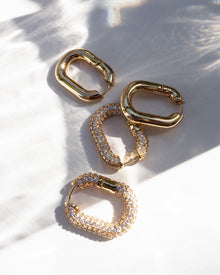 XL Pave Chain Link Hoops - Gold | Plated Gold