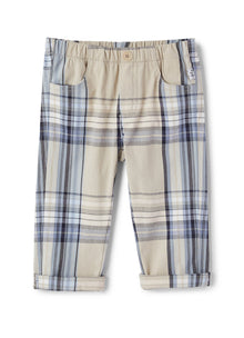 Classic Cut Check Trousers | Shell White