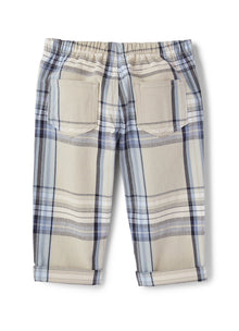Classic Cut Check Trousers | Shell White