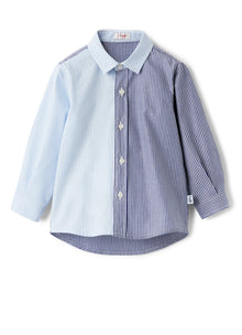 Newborn Baby Striped Patchwork Shirt | Azzurro/Blue Inchiostro
