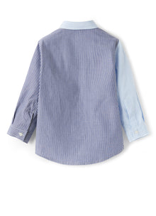Newborn Baby Striped Patchwork Shirt | Azzurro/Blue Inchiostro