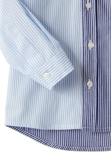 Newborn Baby Striped Patchwork Shirt | Azzurro/Blue Inchiostro