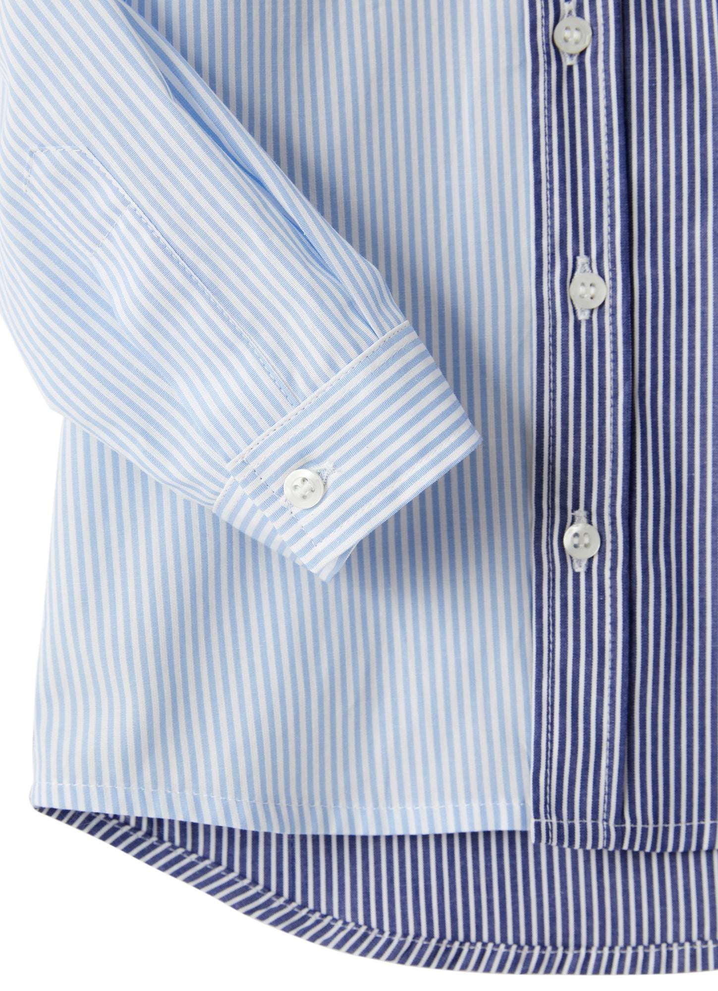 Newborn Baby Striped Patchwork Shirt | Azzurro/Blue Inchiostro