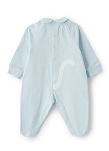 Onesie with Cat Face | Azzurro/Bianco