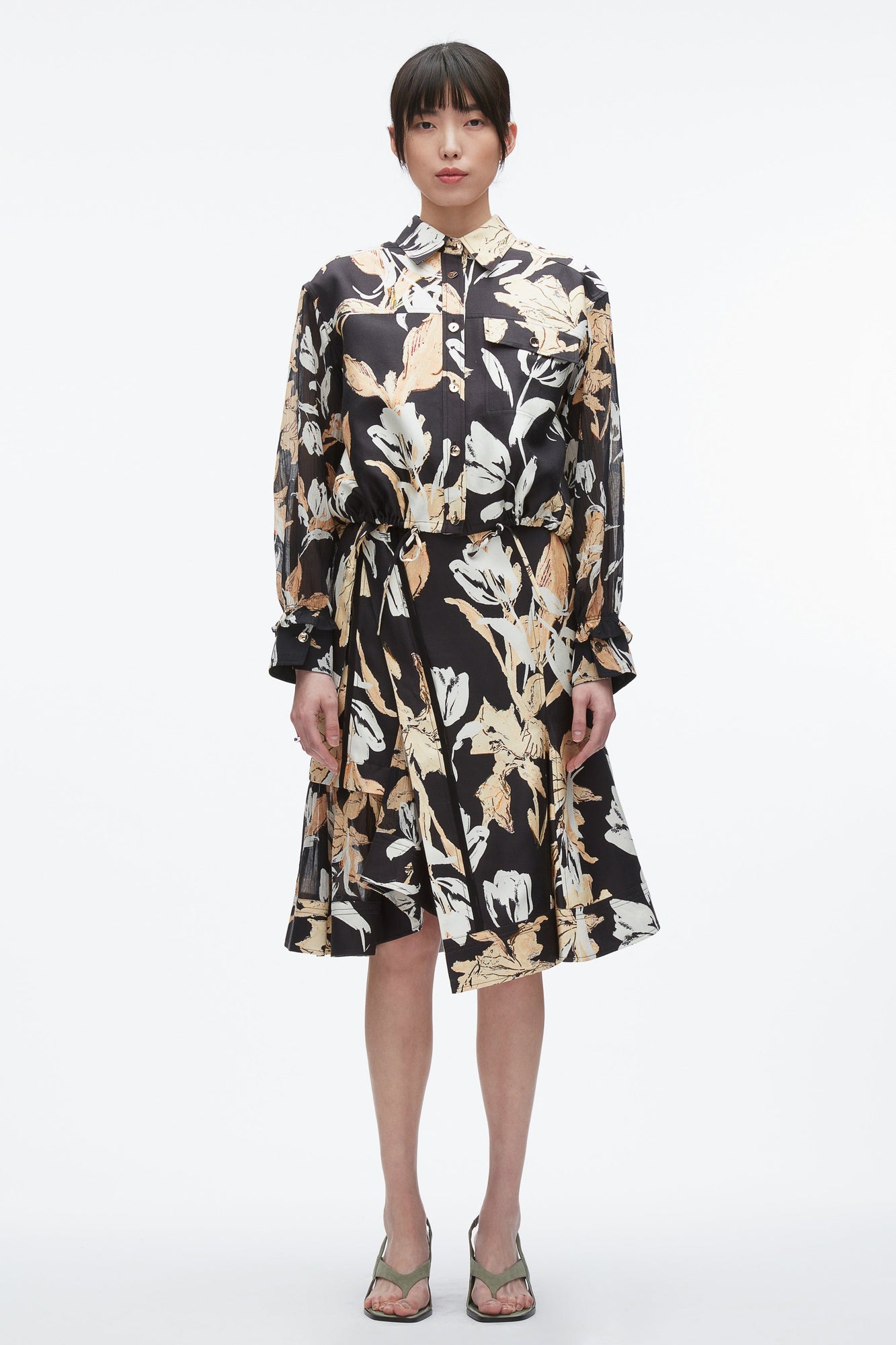 Joyful Tulip Cropped Shirt Jacket | Midnight Multi