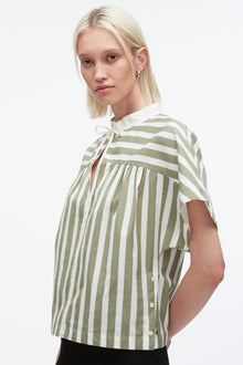 Striped Open Neck Top with Ties | Thyme Multi