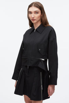 Double Zip Cropped Utility Jacket | Black