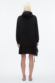 Hoodie Combo Dress with Satin Skirt | Midnight
