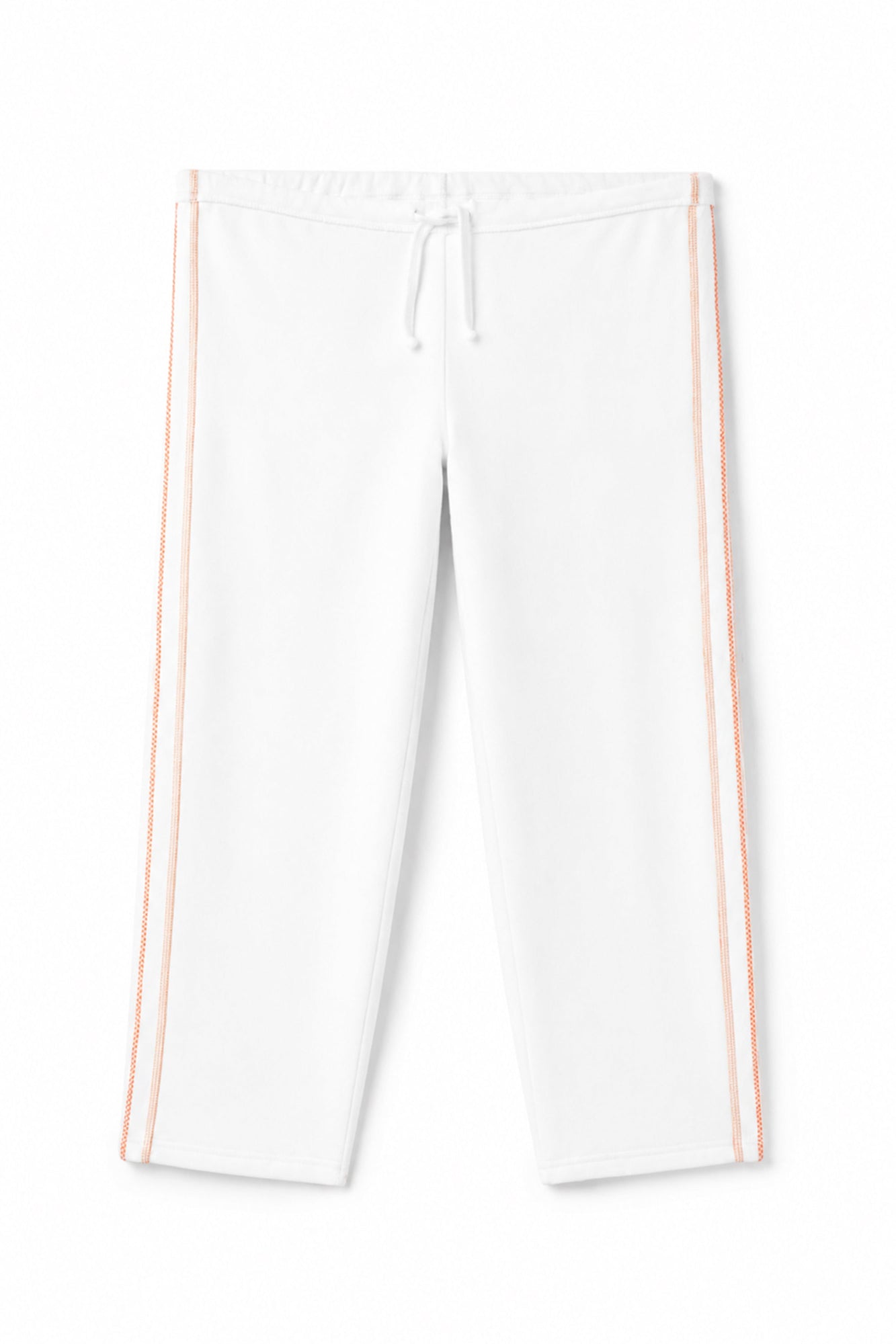 Women | Vintage Orange Stitched Cropped Sweatpant | White