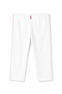 Women | Vintage Orange Stitched Cropped Sweatpant | White