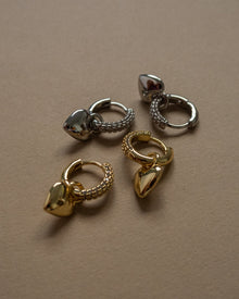 Puffy Heart Huggies | Cubic Zirconia | Gold