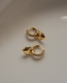 Puffy Heart Huggies | Cubic Zirconia | Gold