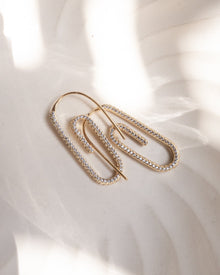 Pave Paper Clip Earrings - Gold | Plated Gold