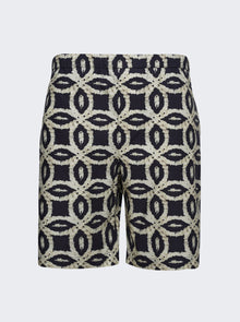 Men | Meta Campania Collective | Meta Crochet Print Drawstring Shorts | Black & Neutral