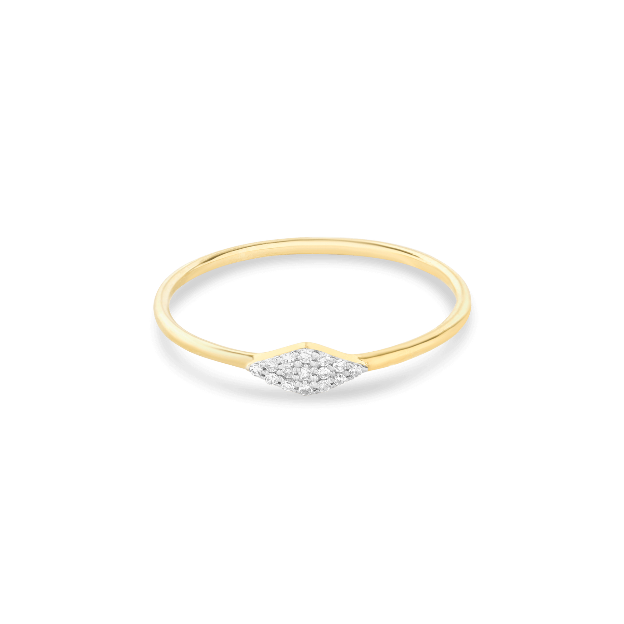 Pave Diamond Shape Ring | 10K Yellow Gold