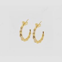 The Pave Bamboo Hoop Earrings | Gold Vermeil