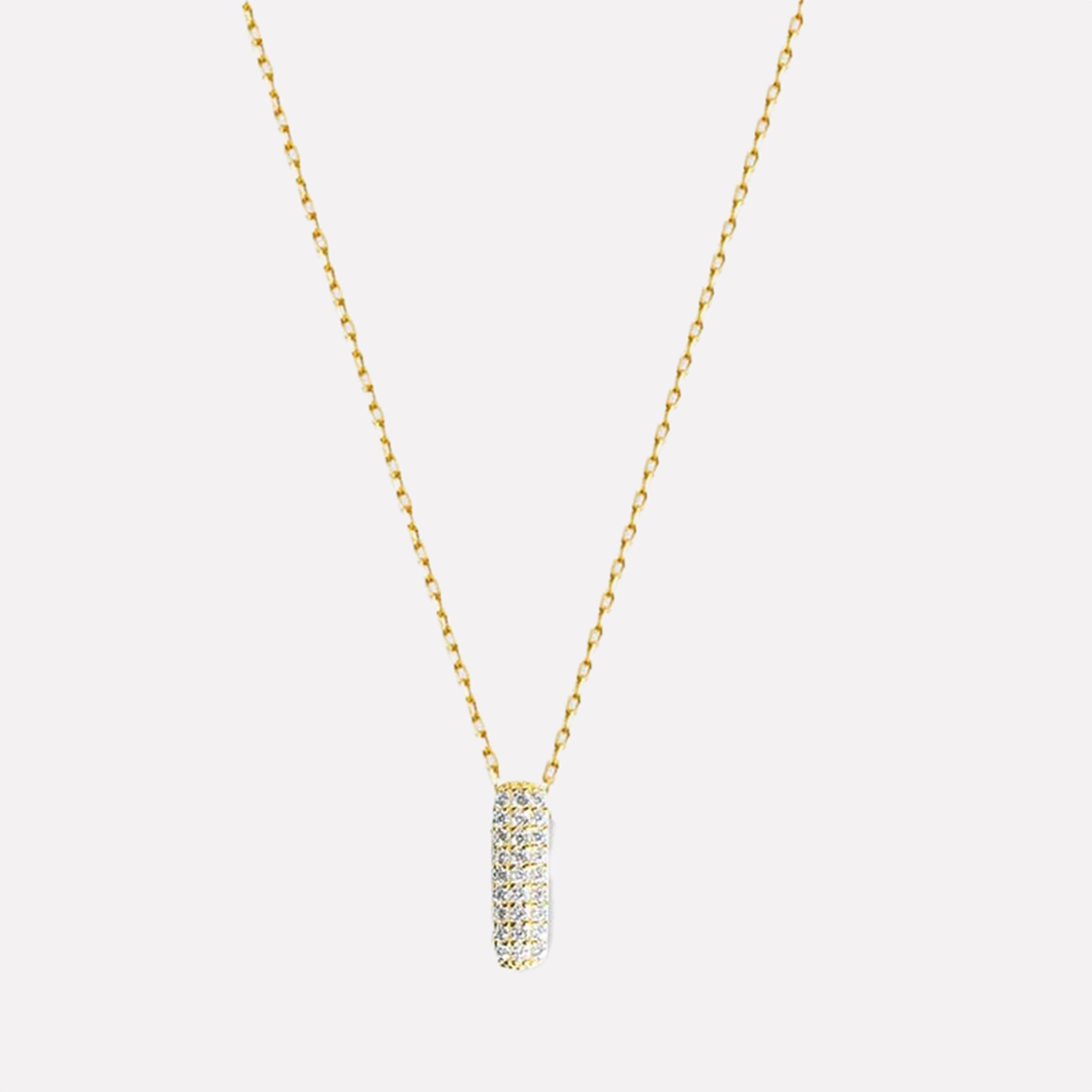 The Pave Bubble Letter Pendant Necklace | Gold Vermeil