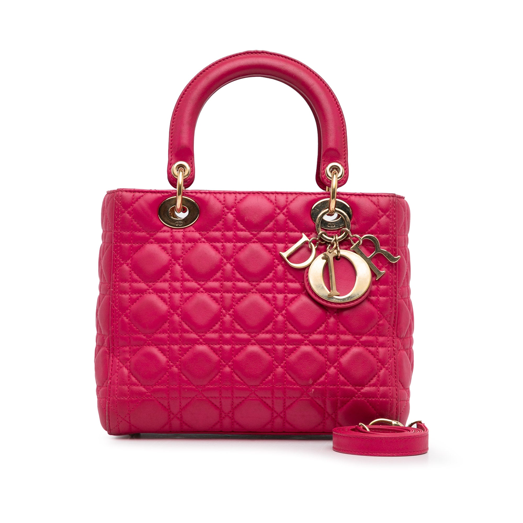 Dior | Pre-Owned Medium Lambskin Cannage Lady | Pink/Dark Pink