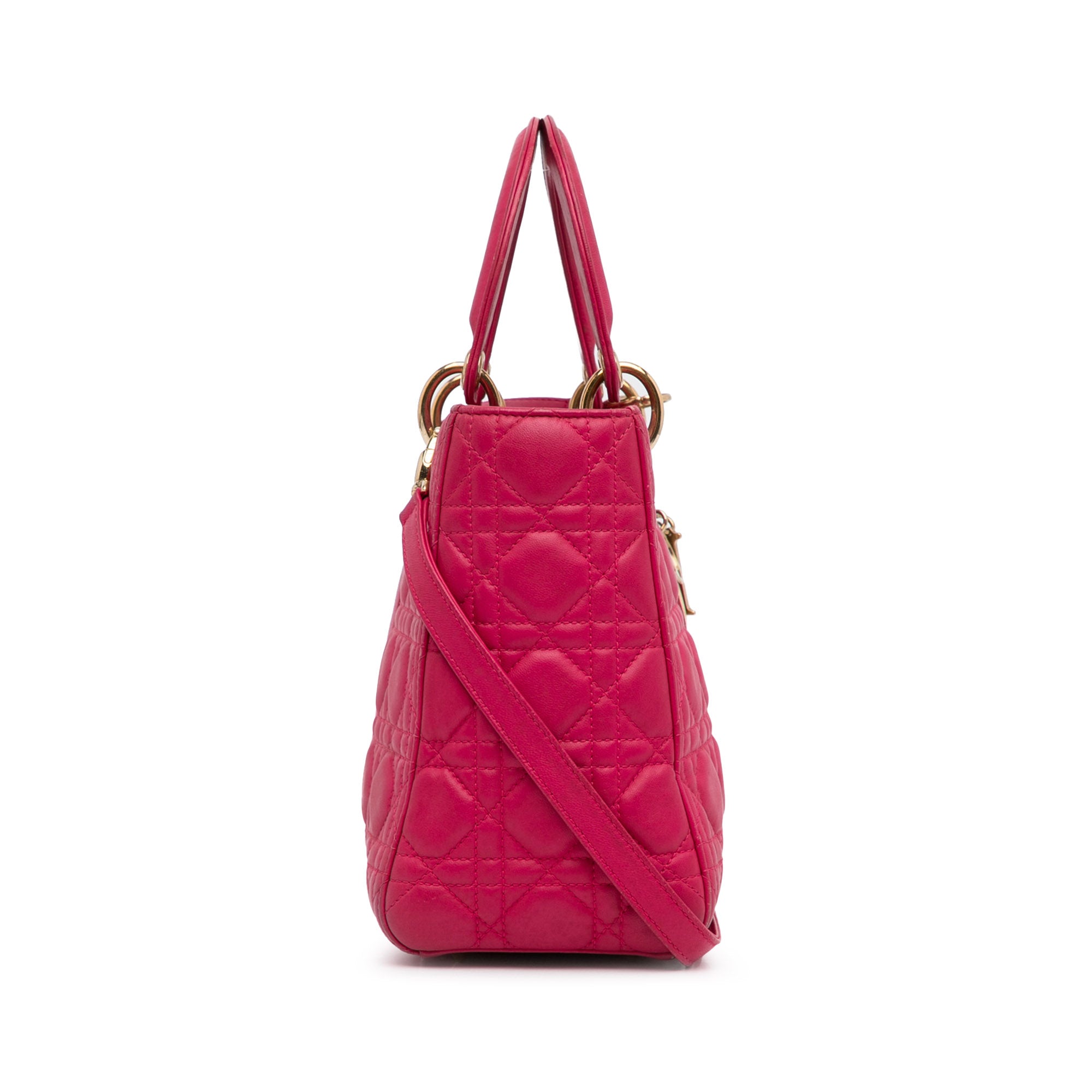 Dior | Pre-Owned Medium Lambskin Cannage Lady | Pink/Dark Pink