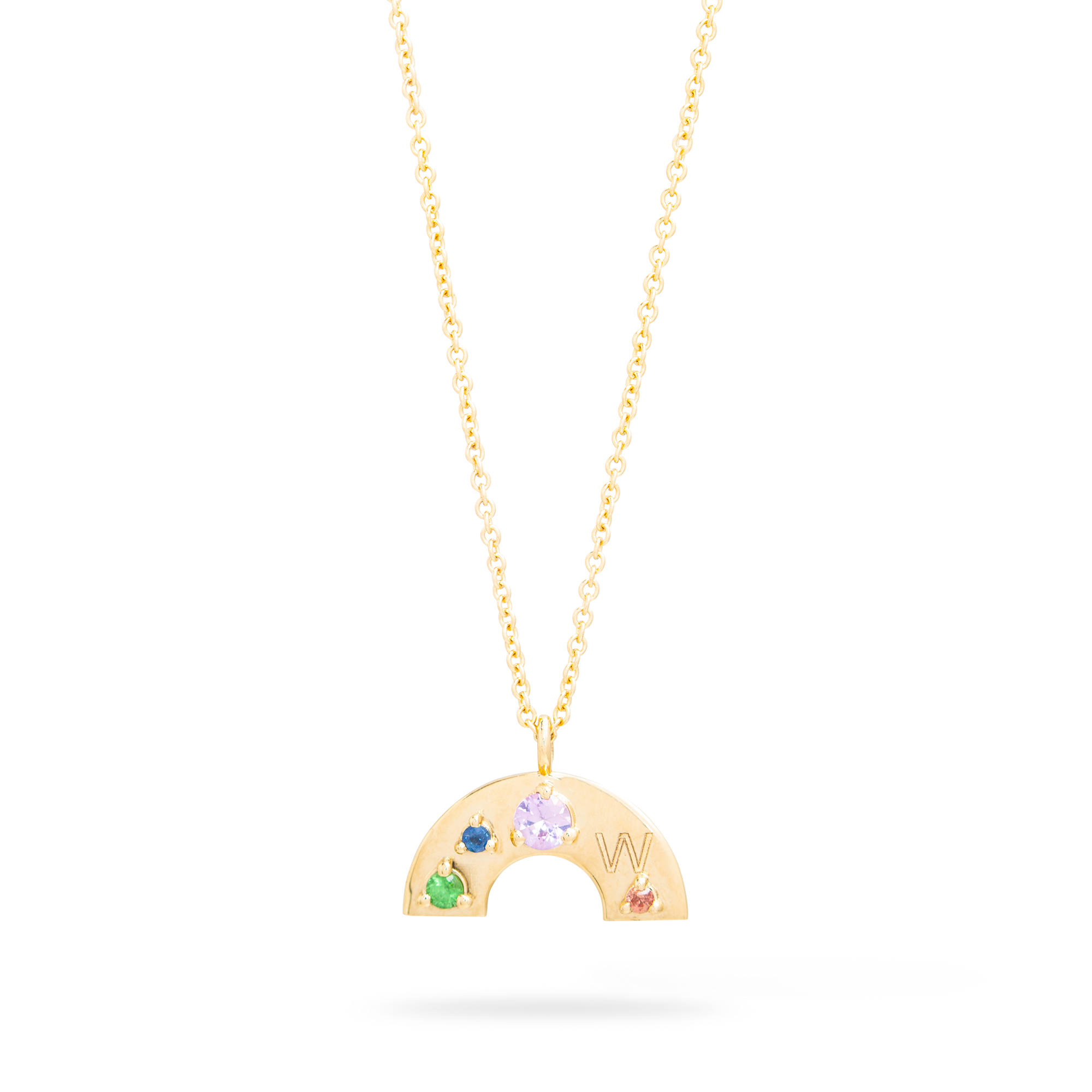Personalized Rainbow Gemstone Necklace