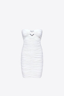 Heart Ruched Strapless Mini Dress | Off White