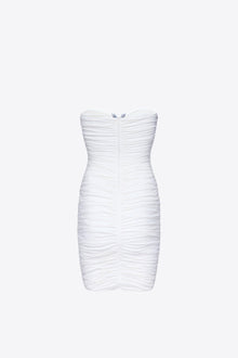 Heart Ruched Strapless Mini Dress | Off White