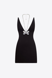 Crystal Butterfly Mini Dress | Black