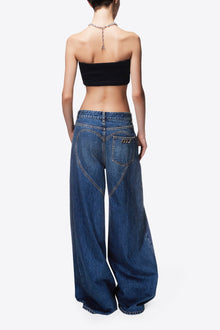 Crystal Heart Charm Wide Leg Jean | Dark Medium Wash