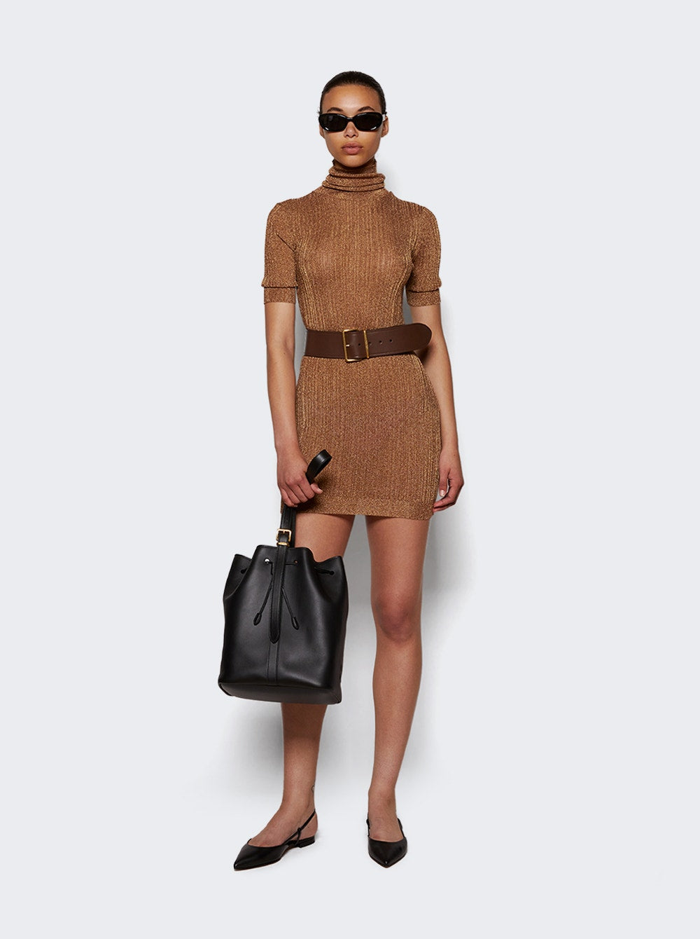 Women | Zeynep Arcay | Glitter Tube Mini Dress | Dark Gold